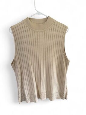 Alfred Dunner Sleeveless Ribbed Tank - Beige